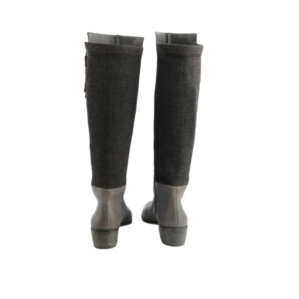 Elliott Lucca Gray Leather Knee-High Boots Size 8.5